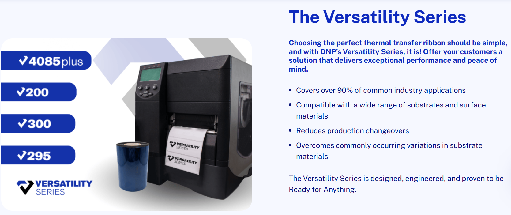 V4085plus Versatile Resin-Enhanced Wax Thermal Transfer Ribbon - Automated Packaging