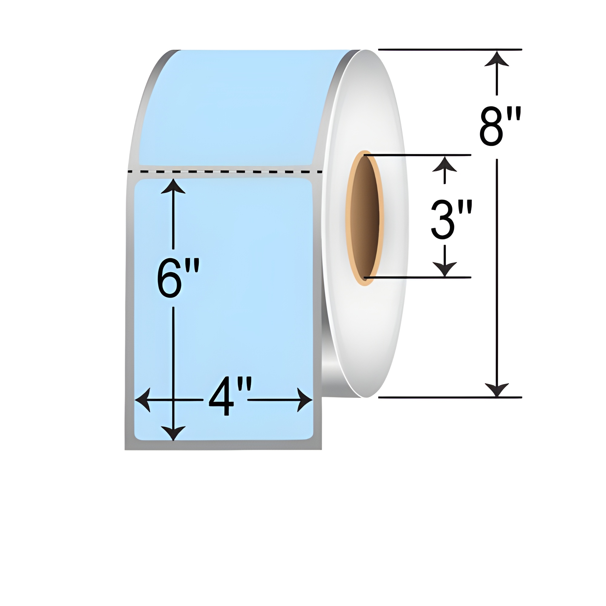 GF4X6TTP-F 4x6 freezer thermal transfer barcode label roll with permanent all-weather freezer adhesive for cold storage, food packaging, inventory, shipping, and warehouse labeling.