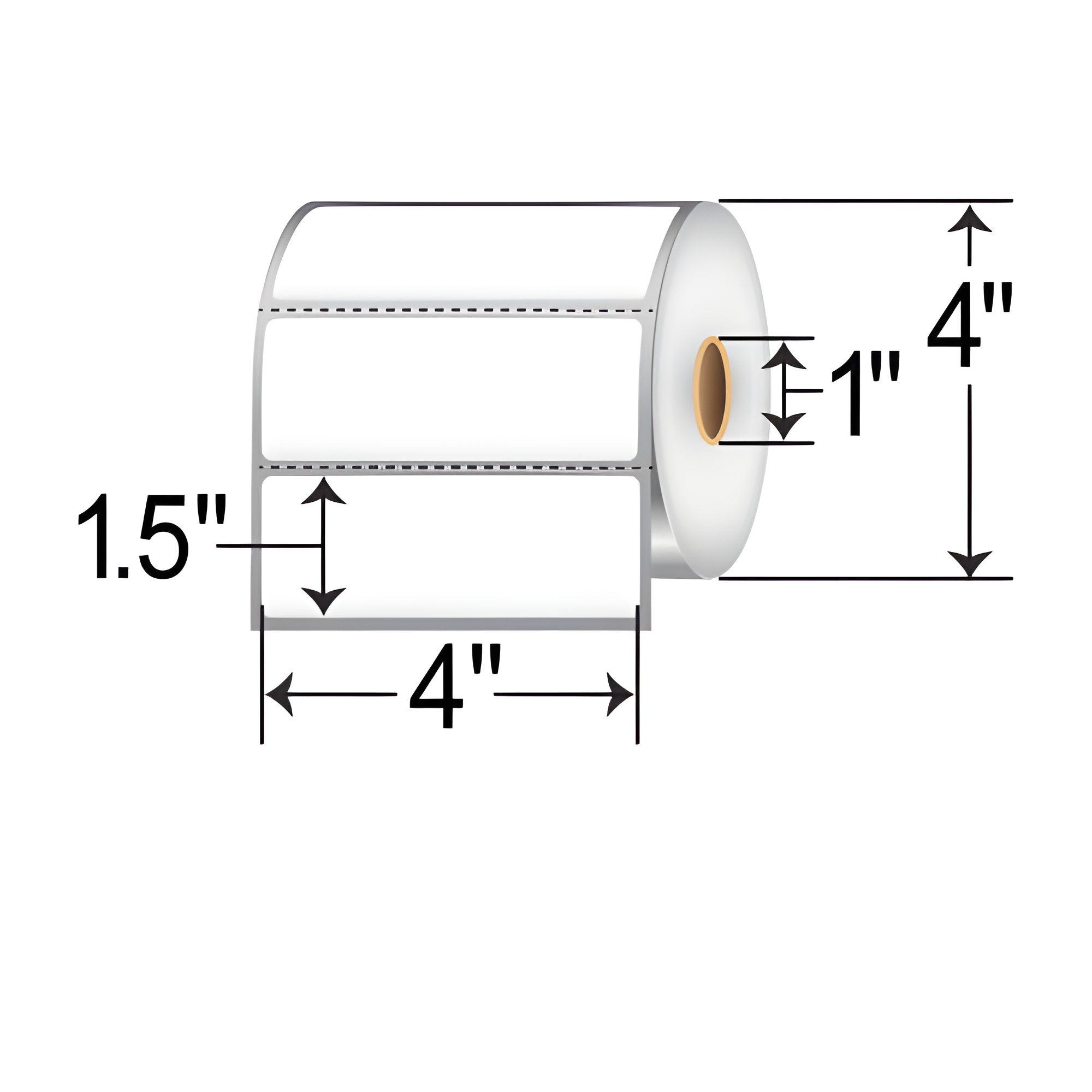 4x1.5 thermal transfer labels perforated on 1 inch core roll