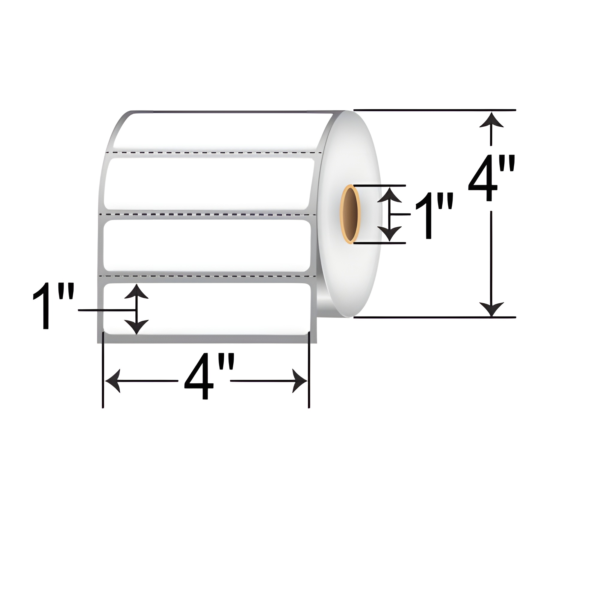 4x1 thermal transfer labels perforated on 1 inch core roll