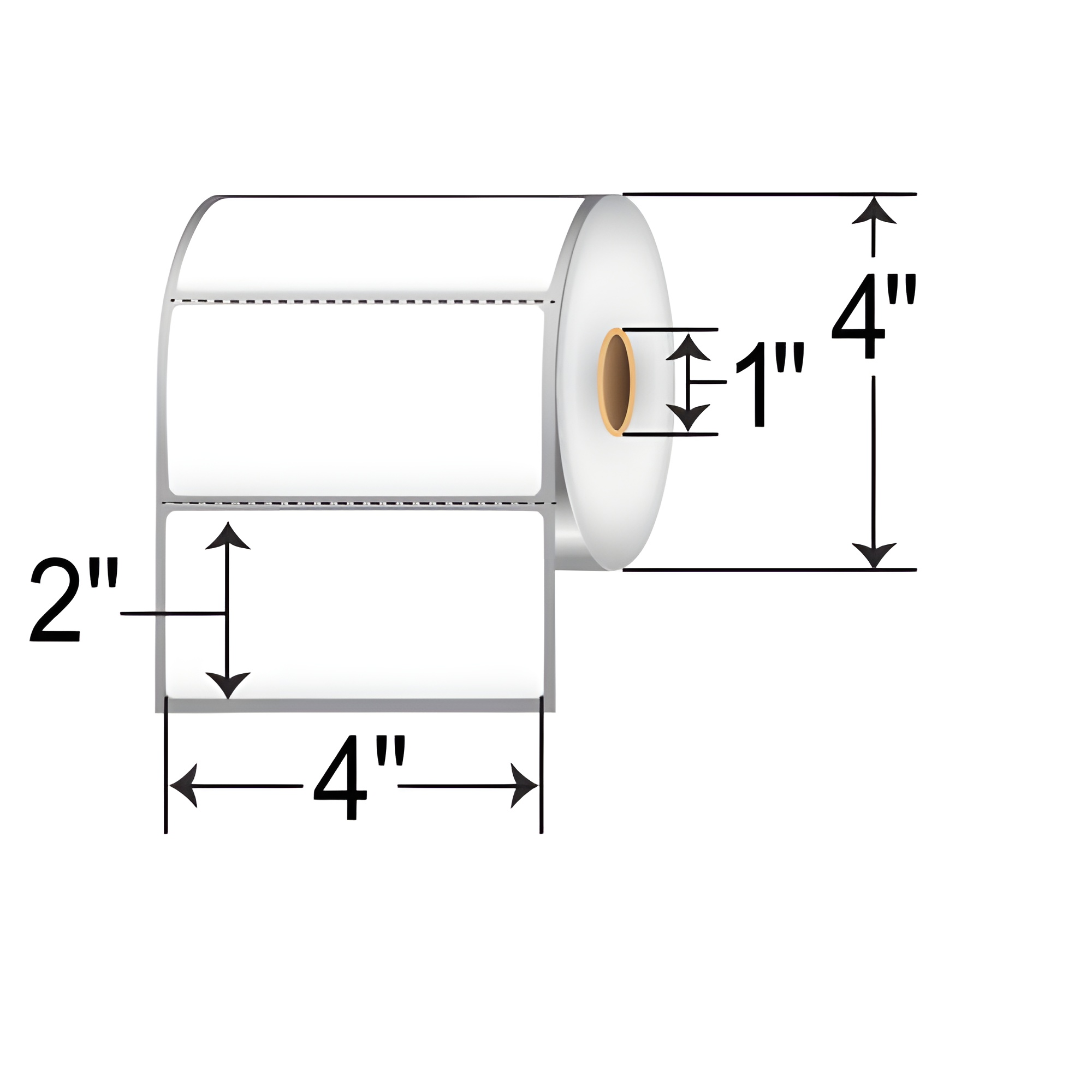 4x2 thermal transfer labels perforated on 1 inch core roll